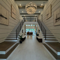 ثريا رايلايت الزجاجية المزخرفة المصنوعة يدويًا والمكونة من طبقتين