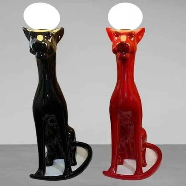 Rylight Black/Red Sitting Dog Floor Lamp