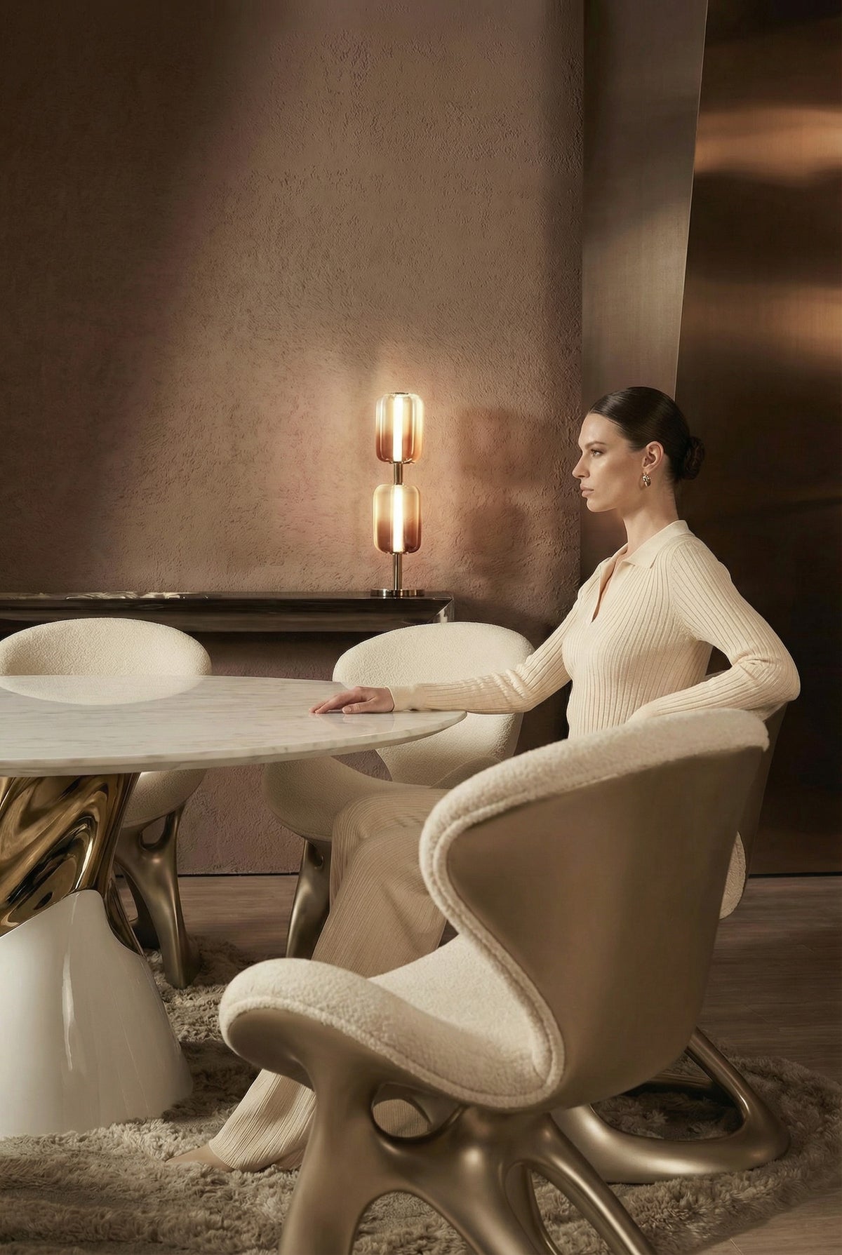 Aurelia Sculptural Marble Dining Table