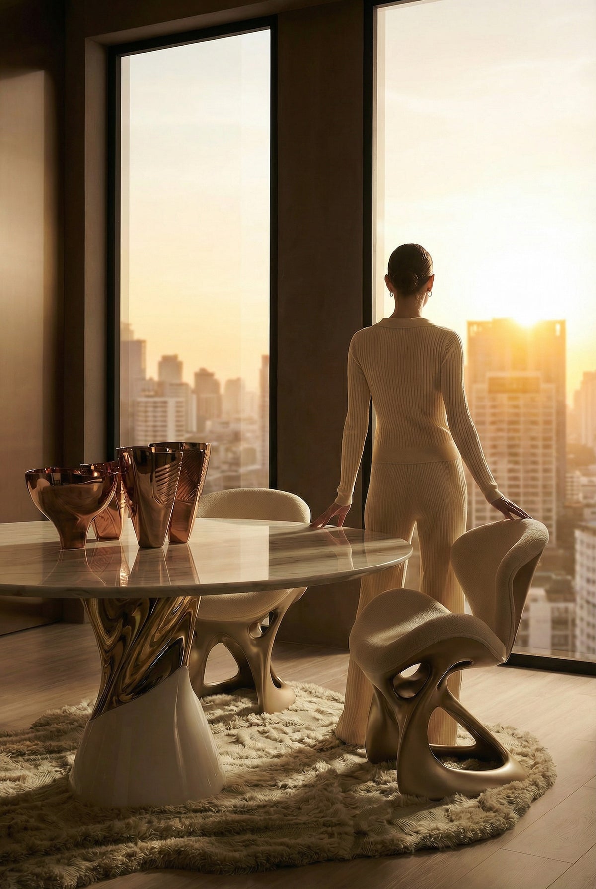 Aurelia Sculptural Marble Dining Table