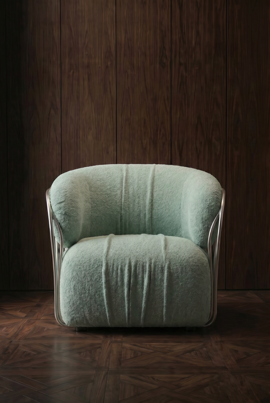 Lumina Sage Velvet Sculptural Lounge Chair