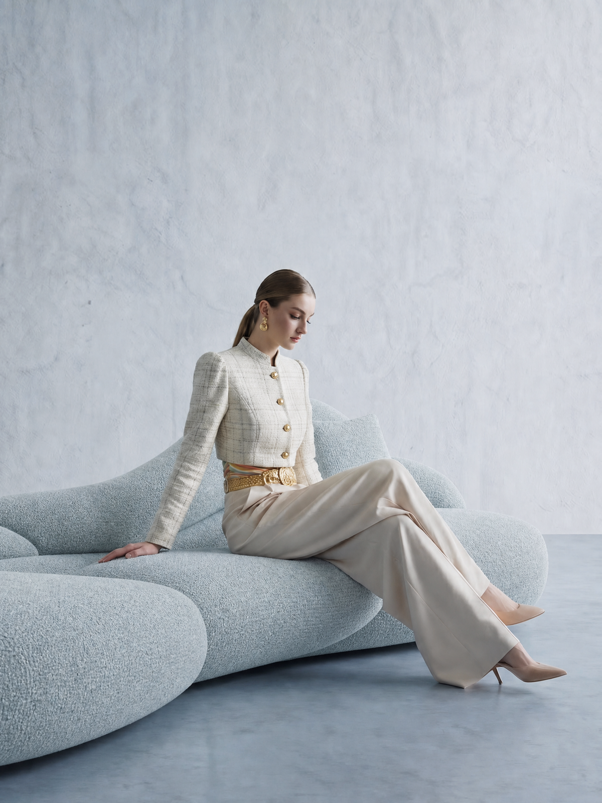 Avelune Sculptural Chenille Sofa
