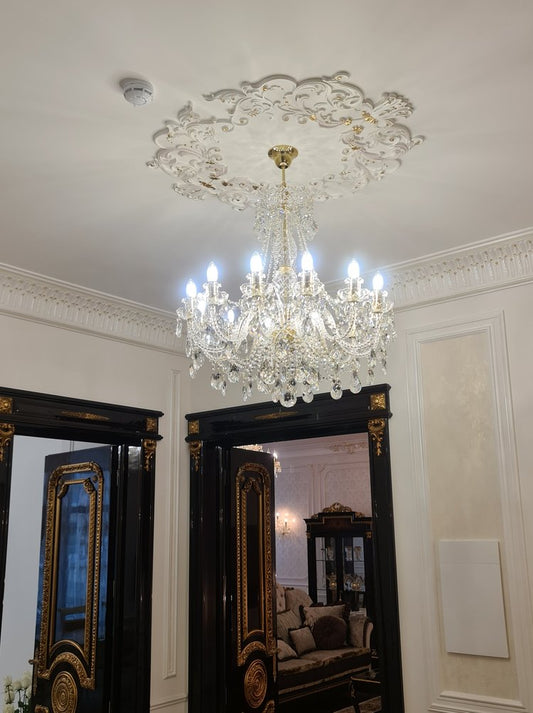 Rylight 6/8/10/12/18-lichte kaars keizerlijke kristallen kroonluchter in zilver/gouden afwerking