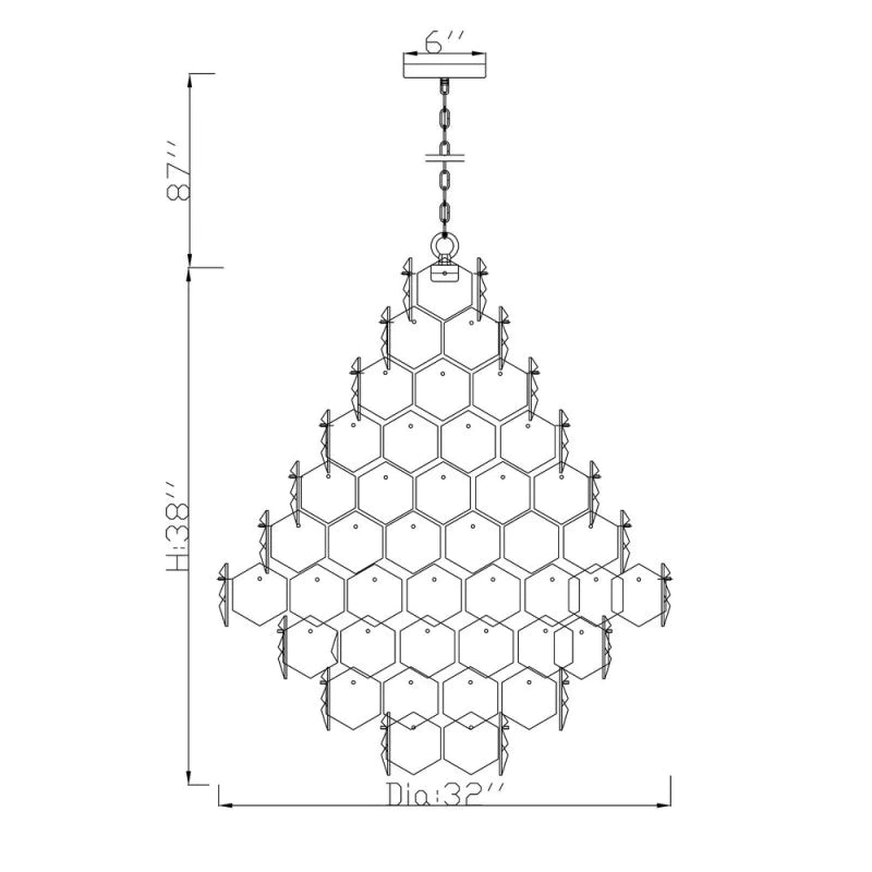 Rylight Honeycomb Glass Tiered Chandelier