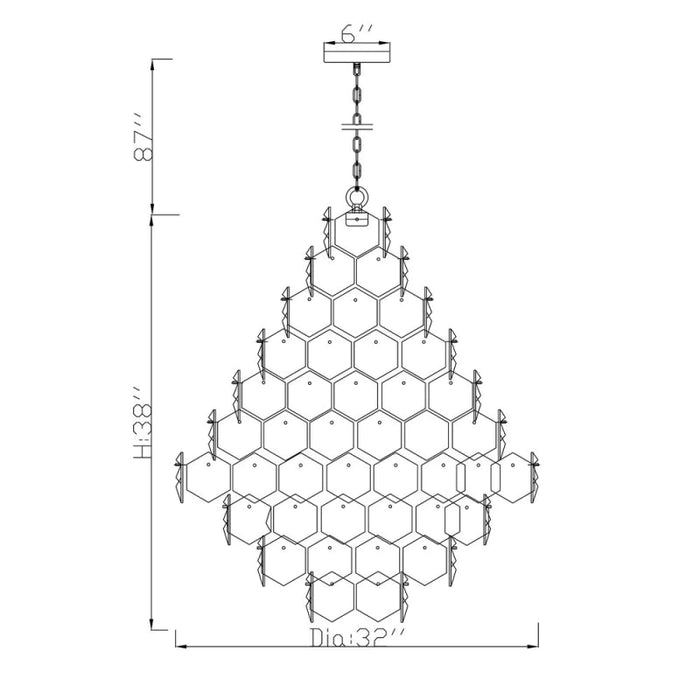 Rylight Pinecone Shaped Multi-tiered Hexagonal Glass Chandelier