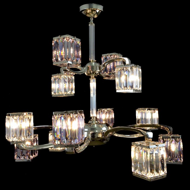 Rylight 12-Light Luxury Style Rectangle Crystal Chandelier