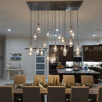 Modern Raindrop Crystal Chandelier with Rectangular Canopy