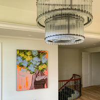 ثريا رايلايت الزجاجية المزخرفة المصنوعة يدويًا والمكونة من طبقتين