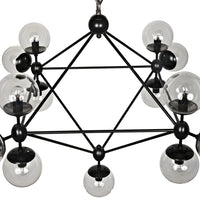 Rylight 10/15/21-Light Black Diamond Industrial Glass Chandelier