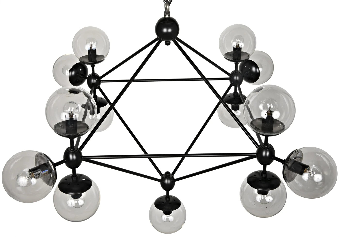 Rylight 10/15/21-Light Black Diamond Industrial Glass Chandelier