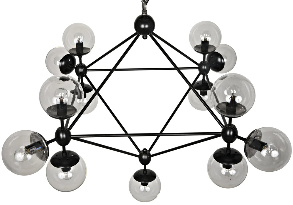 Rylight 10/15/21-lichte zwarte diamant industriële glazen kroonluchter