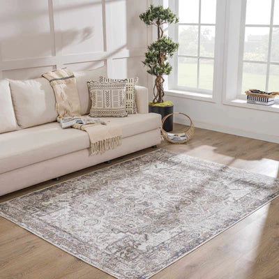 Vintage Brown&Cream Washable Area Rug