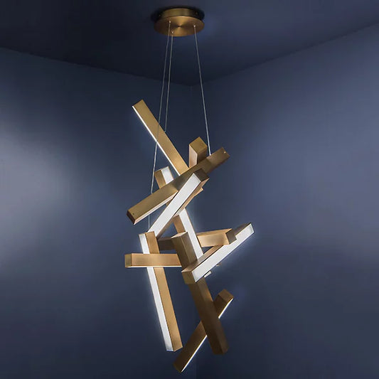 Moderne verticale geometrische aluminium hanglamp voor trap/hal/hoog plafond 