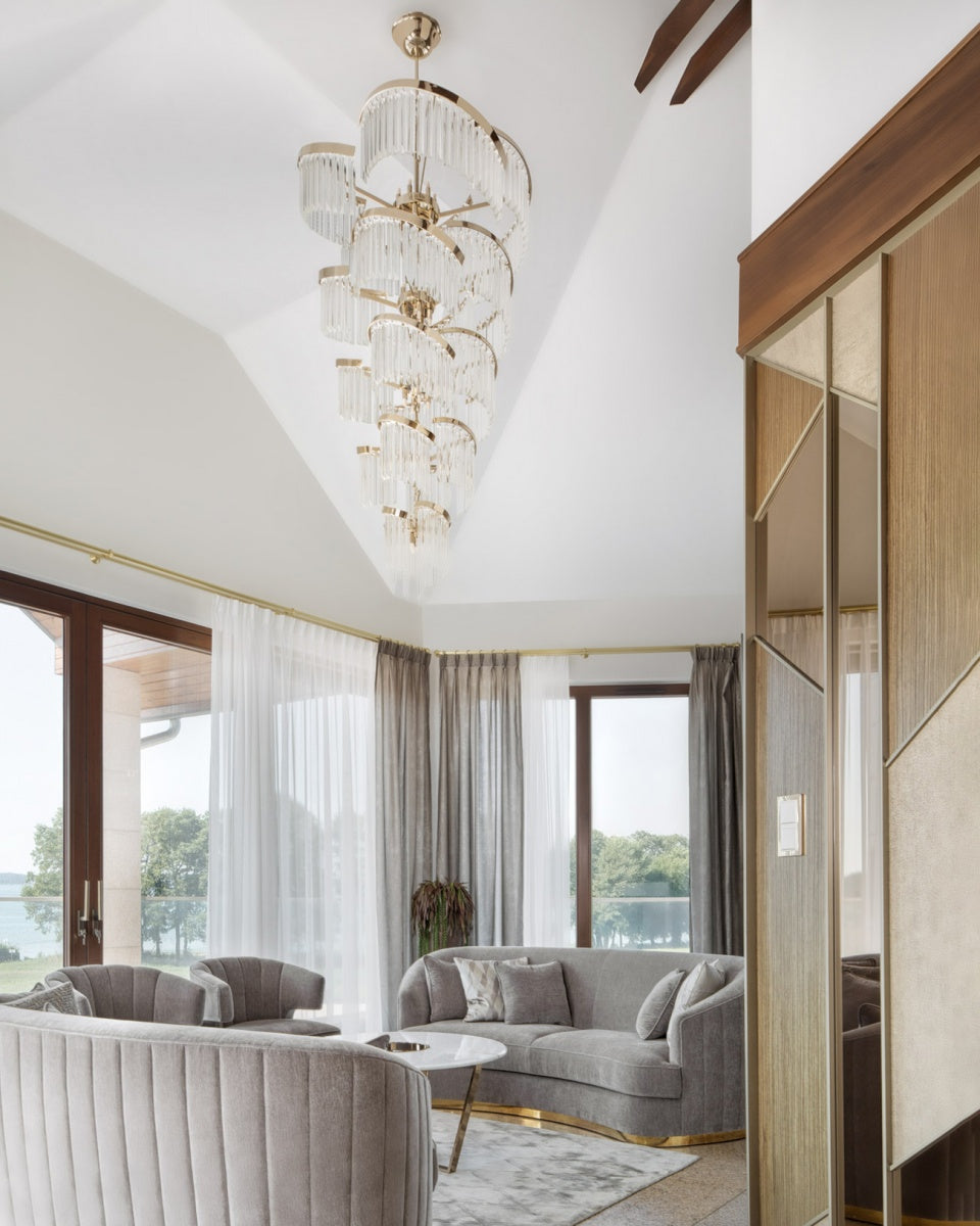 Rylight meerlaagse luxe spiraalvormige kristallen kroonluchter moderne designercreatie