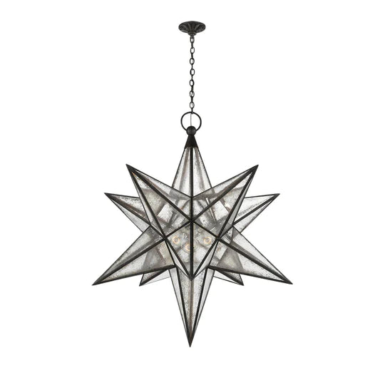 Classic Brass Moravian Star Pendant Chandelier For Staircase/Living Room