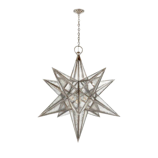 Classic Brass Moravian Star Pendant Chandelier For Staircase/Living Room