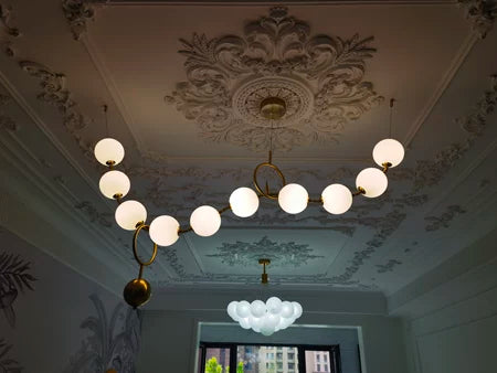 Rylight Modern Simple Acrylic Pearl Necklace Chandelier
