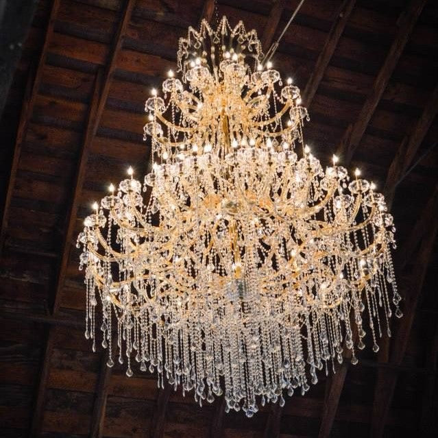 Rylight Extra Large Traditional Multi-layers Candle Branch Chrome/Gold Crystal Chandelier