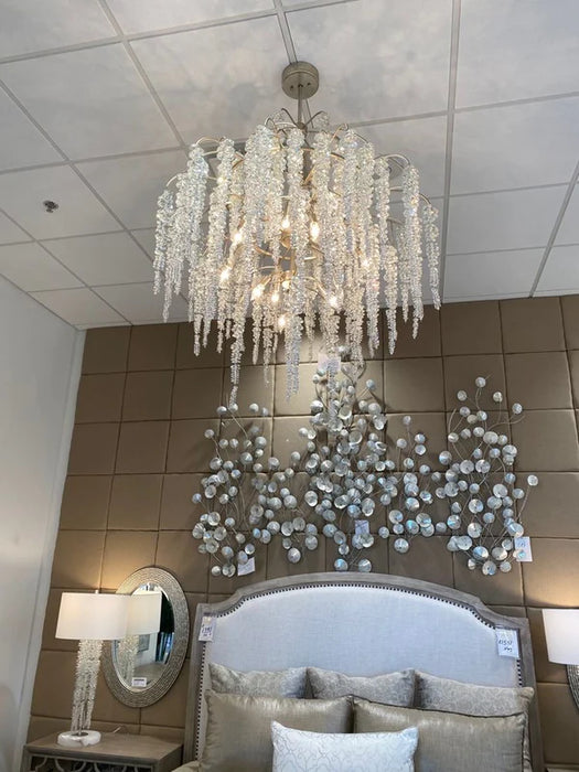 Rylight Elegant Flower Branch Crystal Chandelier in Chrome Finish