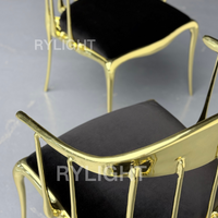 Italiaanse stijl hoogwaardige fluwelen eetkamerstoel in puur koper