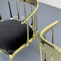 Italiaanse stijl hoogwaardige fluwelen eetkamerstoel in puur koper