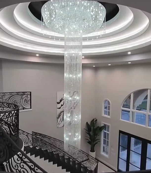 Rylight Extra Large Flush Mount Waterfall Crystal Chandelier