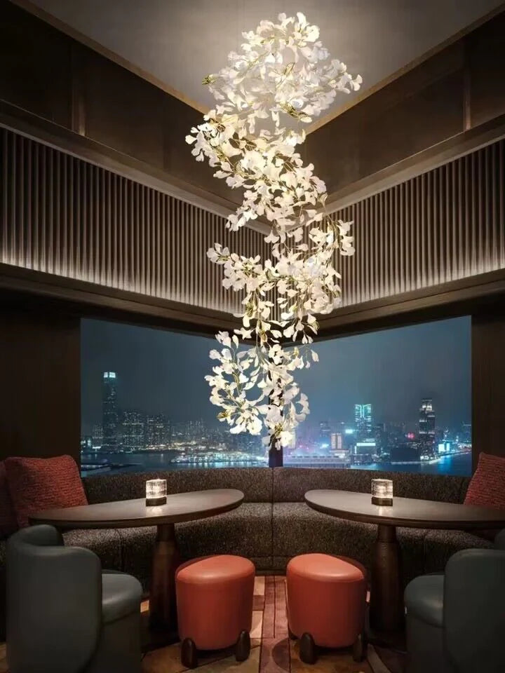 ثريا سيراميك بورسلين كبيرة الحجم بتصميم إبداعي من أوراق الجنكة من رايلايت