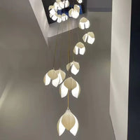 Rylight 3/9/18/32/36/70-Light الشمال ماغنوليا زهرة السيراميك قلادة طويلة الثريا