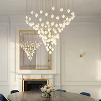 Rylight 3/9/18/32/36/70-Light الشمال ماغنوليا زهرة السيراميك قلادة طويلة الثريا