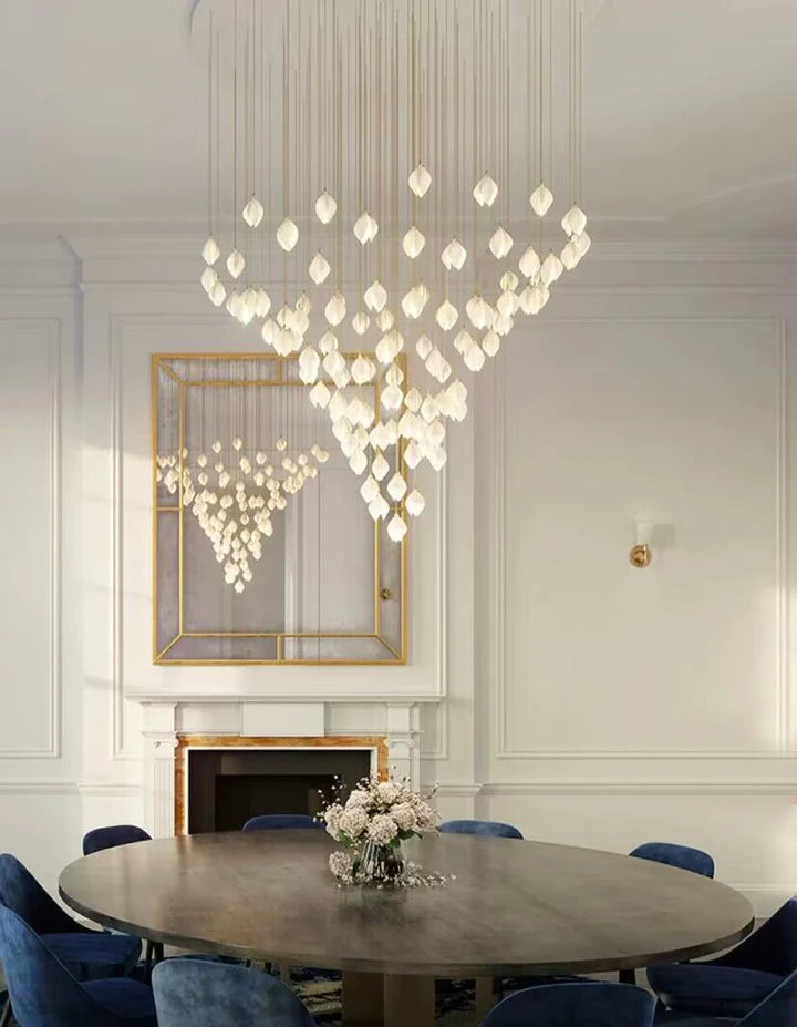 Rylight 3/9/18/32/36/70-Light الشمال ماغنوليا زهرة السيراميك قلادة طويلة الثريا