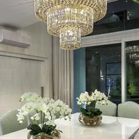 ثريا كريستالية من رايلايت ذات 3 طبقات ذهبية اللون