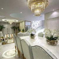 ثريا كريستالية من رايلايت ذات 3 طبقات ذهبية اللون