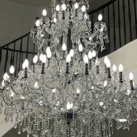 Rylight Extra Large Traditional Multi-layers Candle Branch Chrome/Gold Crystal Chandelier