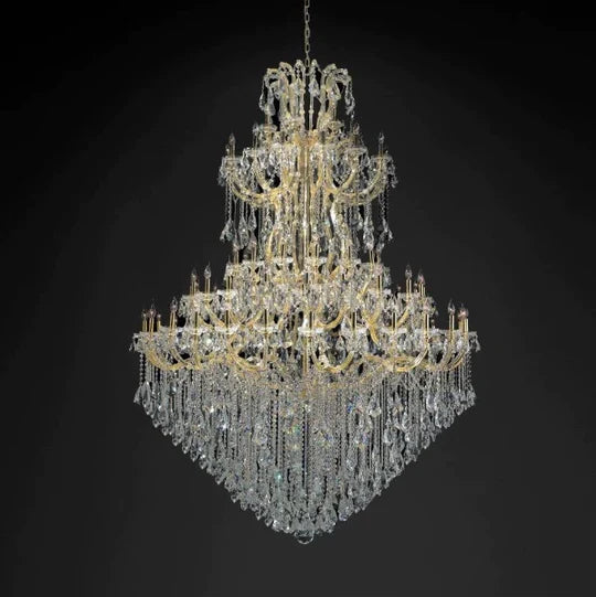 Rylight Extra Large Traditional Multi-layers Candle Branch Chrome/Gold Crystal Chandelier
