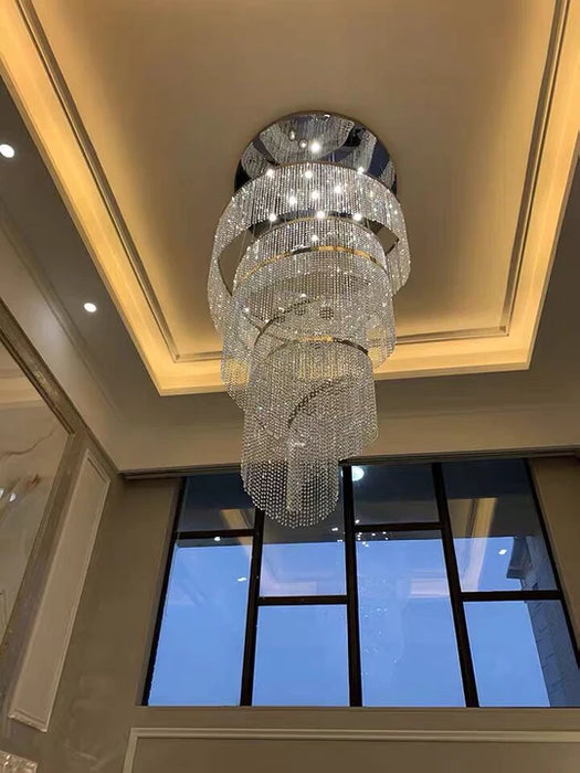 Rylight Cascade Spiral Tassel Crystal Chandelier