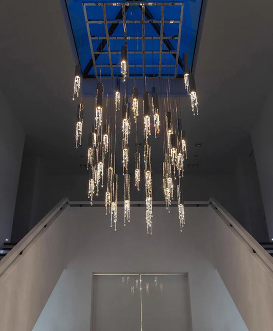 Rylight 7/9/12/18/21/27/38-Light الإيطالية الحديثة الإبداعية قلادة فضية تركيب المصابيح