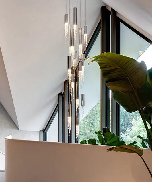 Rylight 7/9/12/18/21/27/38-Light الإيطالية الحديثة الإبداعية قلادة فضية تركيب المصابيح