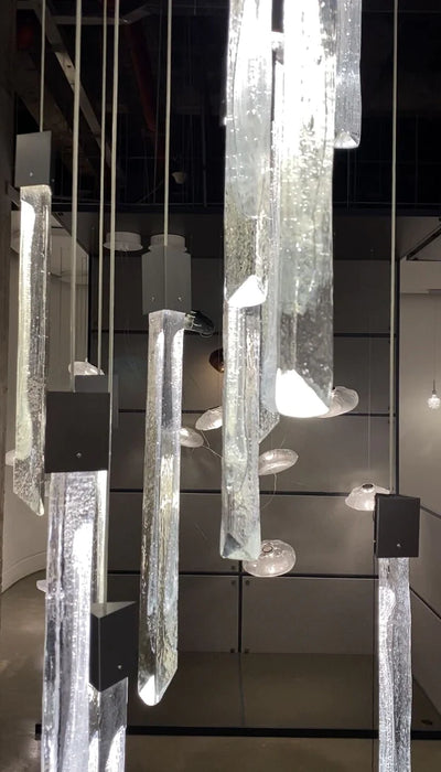 Rylight 10/15/17/Custom-Light Black Crystal Rods Chandelier