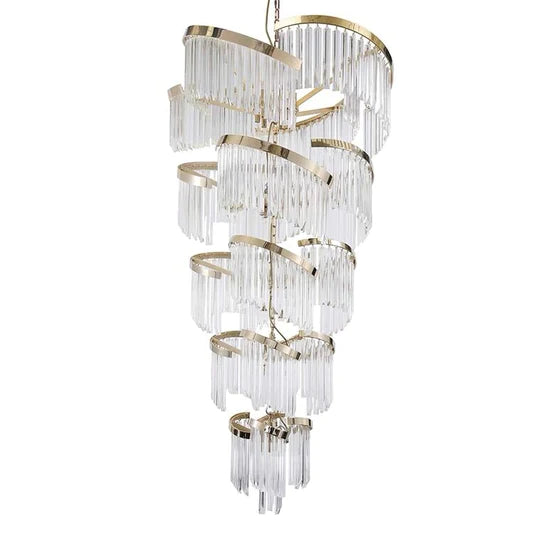 Rylight meerlaagse luxe spiraalvormige kristallen kroonluchter moderne designercreatie