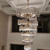 Rylight meerlaagse luxe spiraalvormige kristallen kroonluchter moderne designercreatie