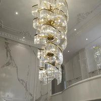 Rylight meerlaagse luxe spiraalvormige kristallen kroonluchter moderne designercreatie