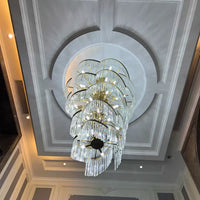 Rylight meerlaagse luxe spiraalvormige kristallen kroonluchter moderne designercreatie