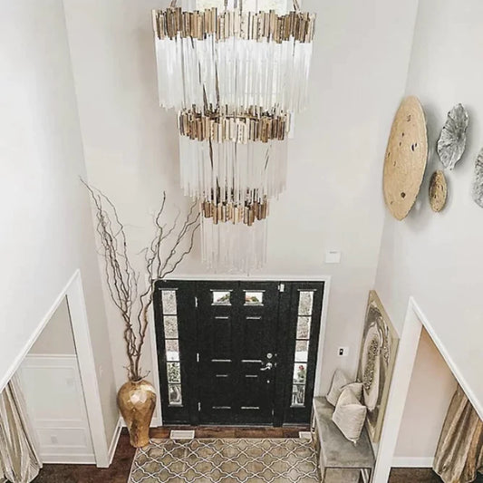 ثريا كريستالية دائرية من رايلايت، مكونة من طابقين وثلاثة وأربعة طوابق، بتصميم شلال إبداعي