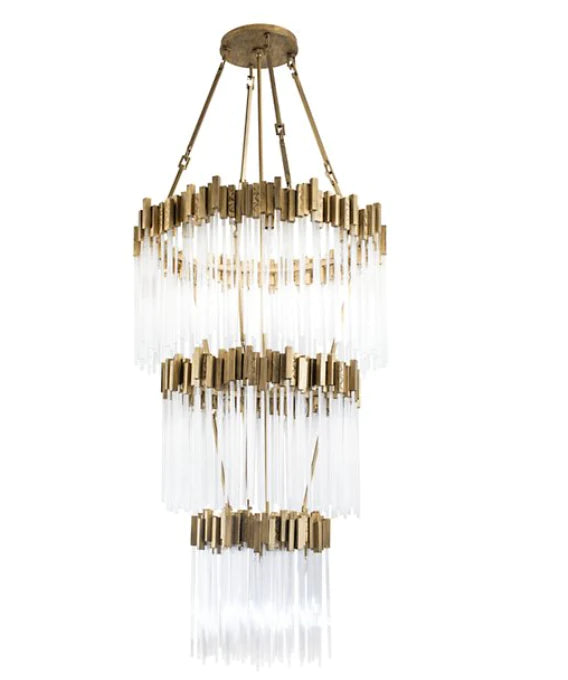 Rylight 1/2/3/4-Tier Round Crystal Chandelier Creative Waterfall Chandelier