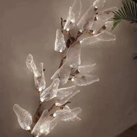 Rylight Flush Mount/Round/Linear Bionic Resin Leaves Chandelier