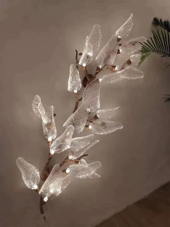 Rylight Flush Mount/Round/Linear Bionic Resin Leaves Chandelier