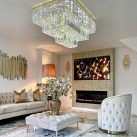 ثريا كبيرة جدًا على الطراز الحديث من Rylight ذات تركيب كريستالي مربع متدرج