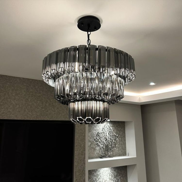 Rylight 4/7- ثريا زجاجية ذات طبقات رمادية فاتحة/شفافة