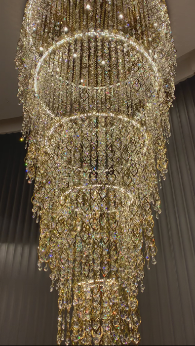 Modern Round 5-Layer  Crystal Tassel Chandelier for Villa/Staircase/Foyer/Living Room