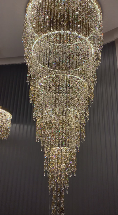 Modern Round 5-Layer  Crystal Tassel Chandelier for Villa/Staircase/Foyer/Living Room